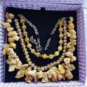 Semi-Precious Orange Aventurine & Natural Citrine Gold Necklace